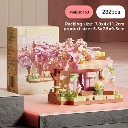 Mini City Street Building Blocks Set sakura pink garden 236 capsules