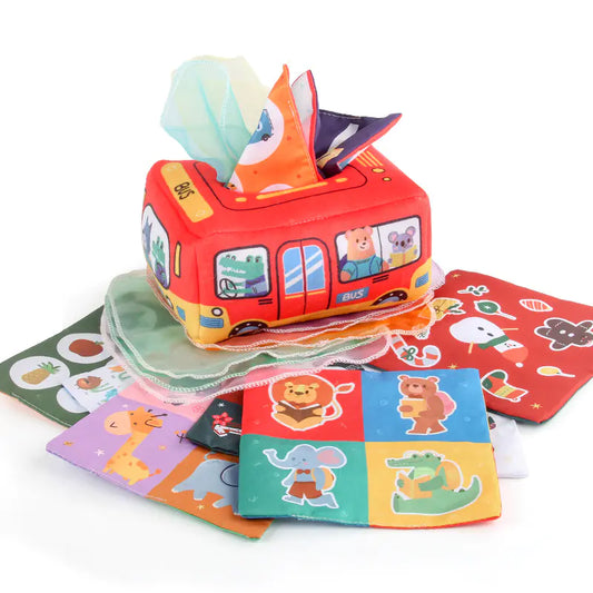 Sensory & Soft: Baby Educational Cloth Book and Tissue Box Toy! 👶🎁