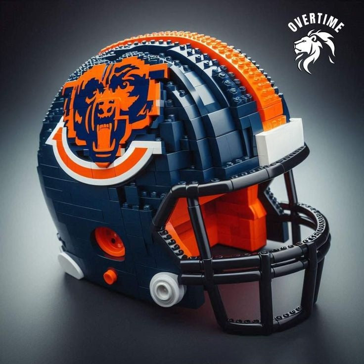 Football Helmet Building Blocks Display Set Chicago Bears