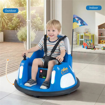 Blue 5-Point Seat Belt Kids Bumper Car With Flashing Lights & Music, Safe 0.7-1.2 MPH Ride-On Toy For Boys & Girls defaulttitle