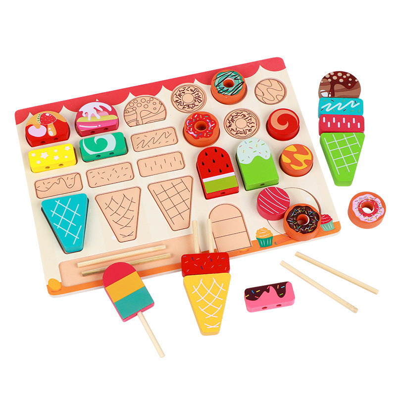 Wooden Kitchen Pretend Play Puzzle Toy D-ice cream shop 0.5kg