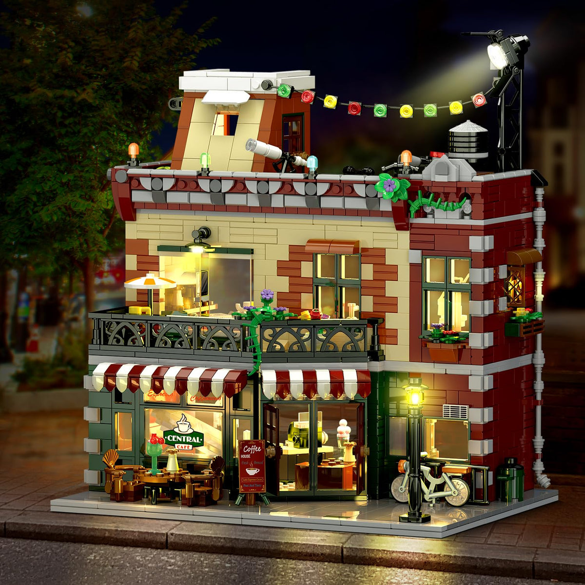 1589-Piece Light-Up Coffee House Building Set