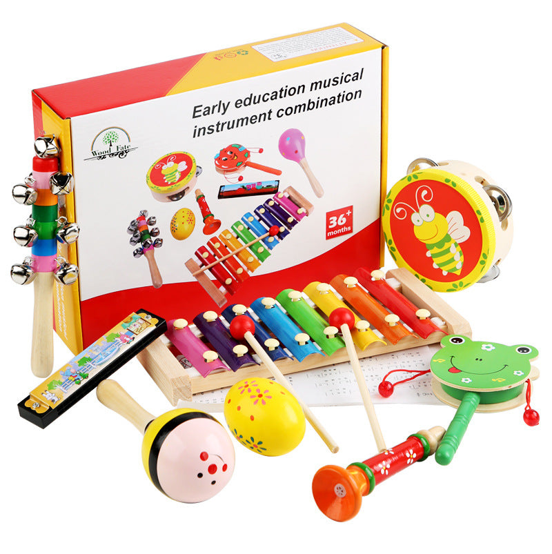 Wooden Musical Instrument Set for Infants 8-Pcs Instrument Set