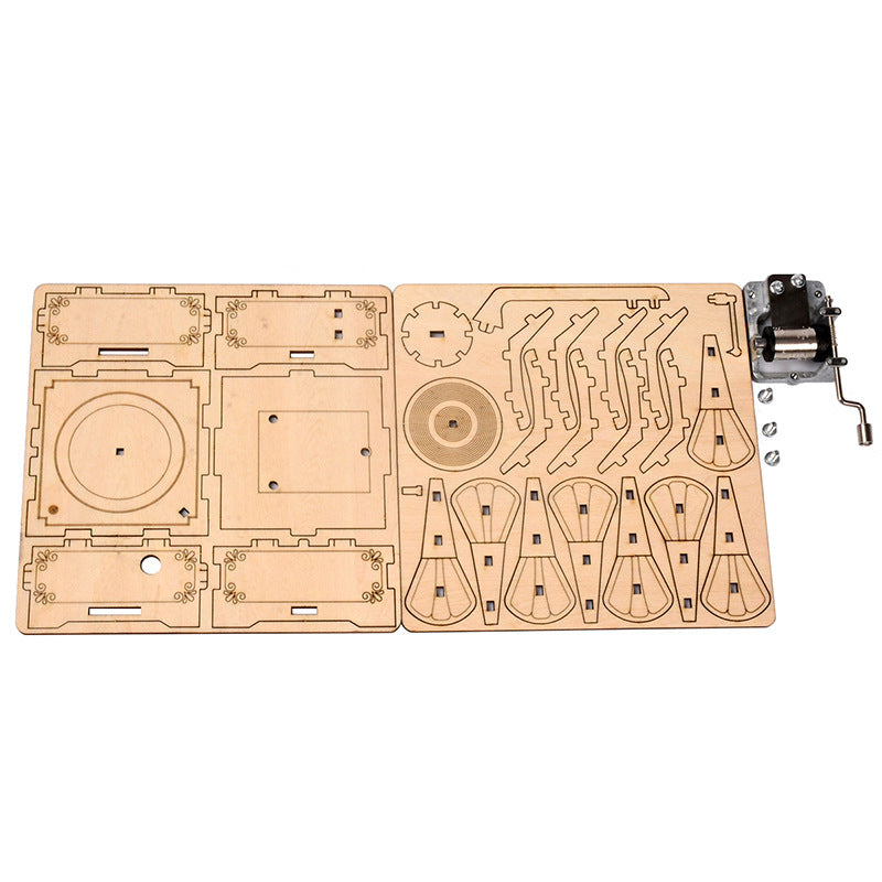 BYH803 Wooden Phonograph Music Box Kit