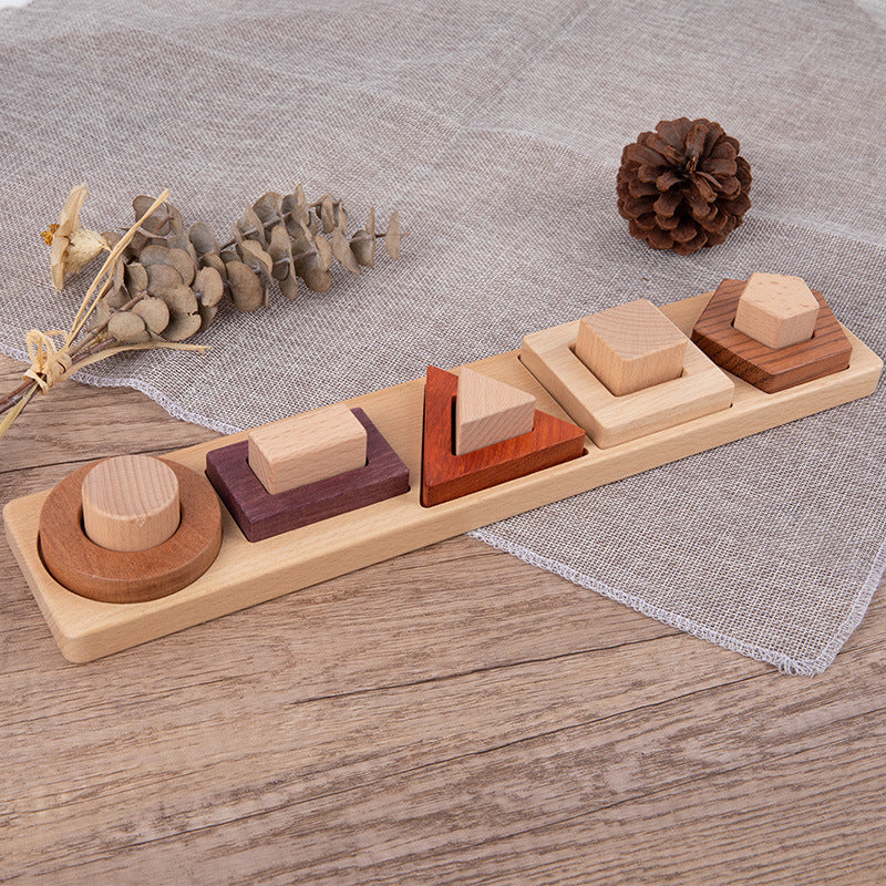 Wooden Geometric Shape Matching Blocks Shape Matching 5pcs