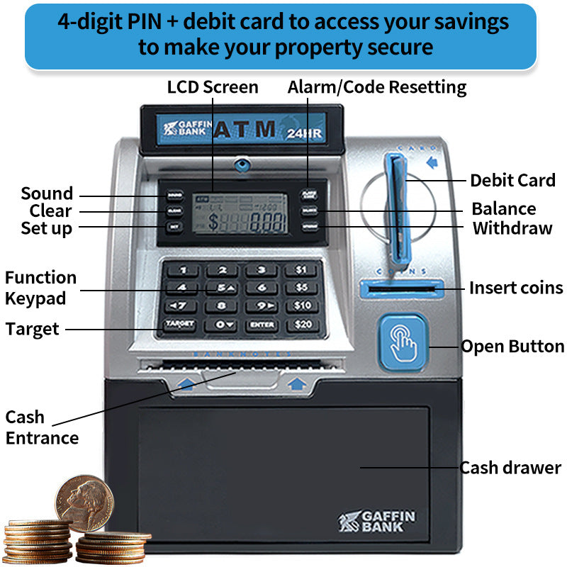 ATM Piggy Bank for Kids Money Learning