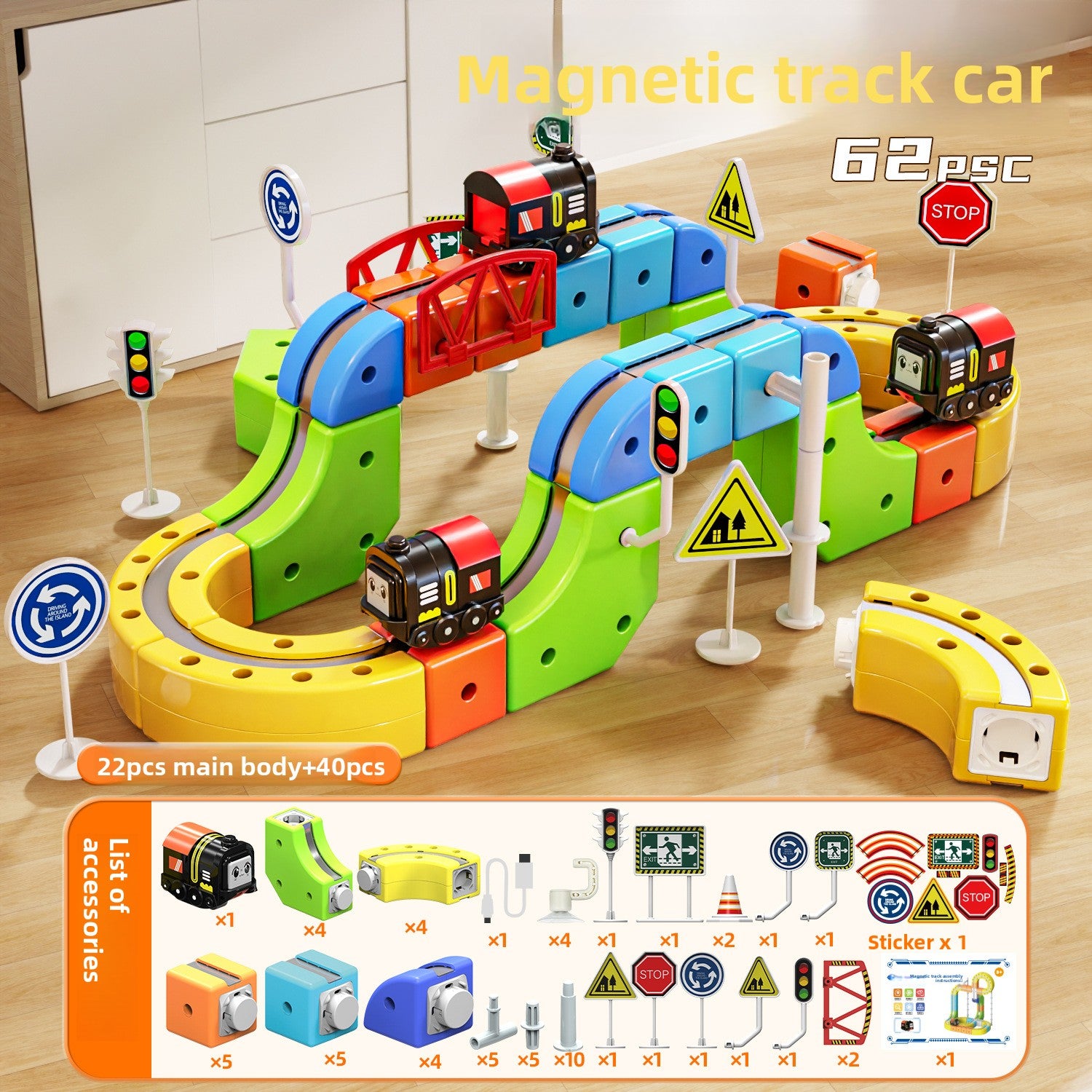 Creative Track Building Set ModularTrackCube 62pcs Mag