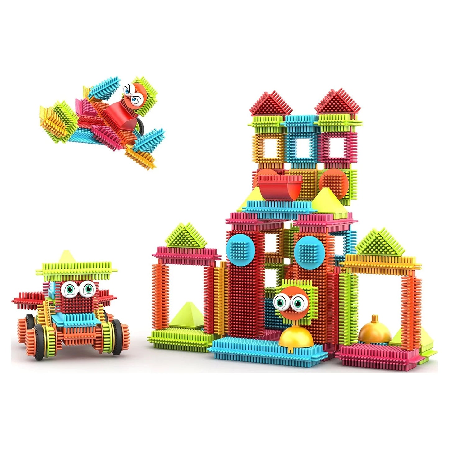 ST5 STEM Building Toys - 144 Bristle Shape 3D Tiles, Ages 3-8, Educational Building Blocks
