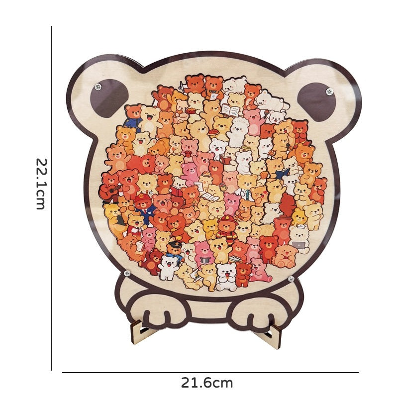 Wooden Animal Puzzle with Frame for Kids Little bear