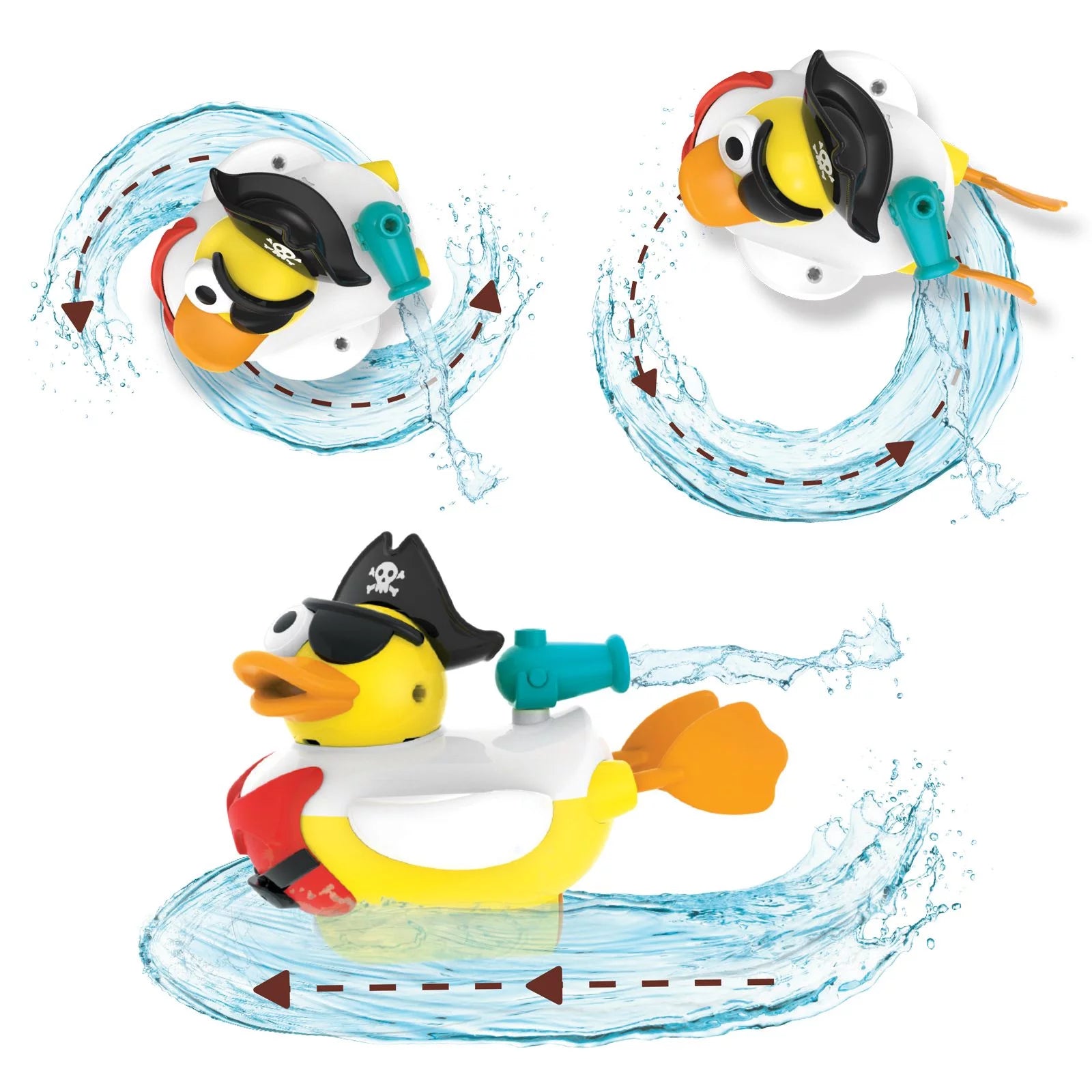 Jet Duck Pirate Bath Toy with Powered Water Cannon Shooter - Sensory Development & Bath Time Fun for Kids - Ages 2+