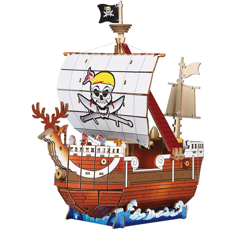 Wooden Ship 3D Puzzle Kit for Kids