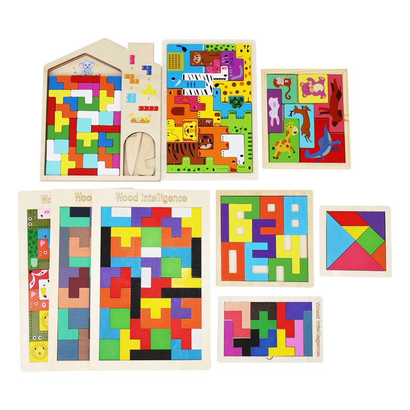 Wooden Tetris Puzzle Board for Kids