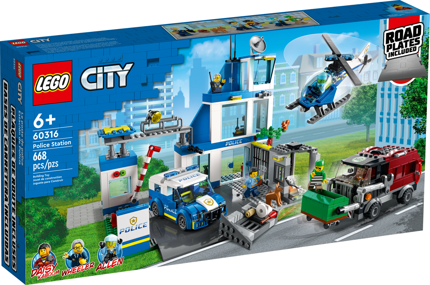 City Police Station with Van, Garbage Truck & Helicopter Toy 60316, Gifts for 6 plus Year Old Kids, Boys & Girls with 5 Minifigures and Dog Toy