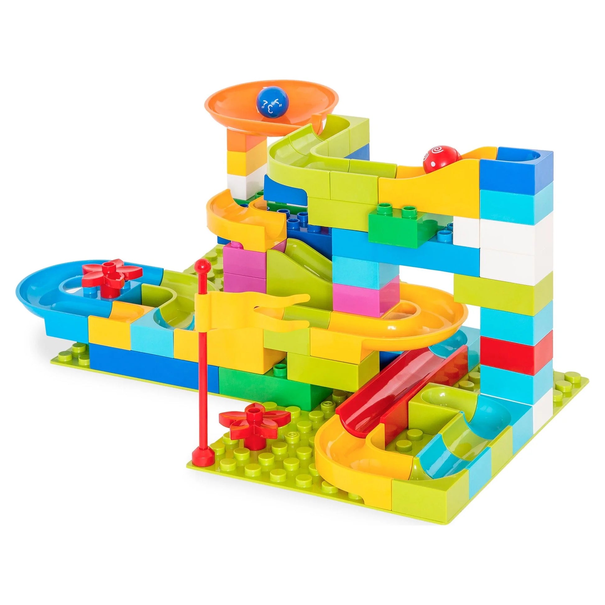 97-Piece Marble Maze Run Racetrack Puzzle Construction Game Set STEM Toy W/ 4 Balls