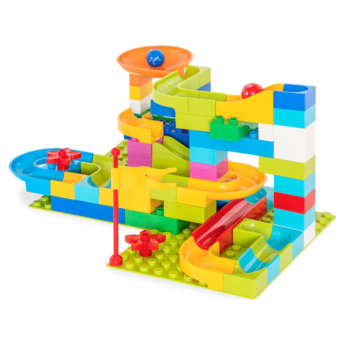 97-Piece Marble Maze Run Racetrack Puzzle Construction Game Set STEM Toy W/ 4 Balls