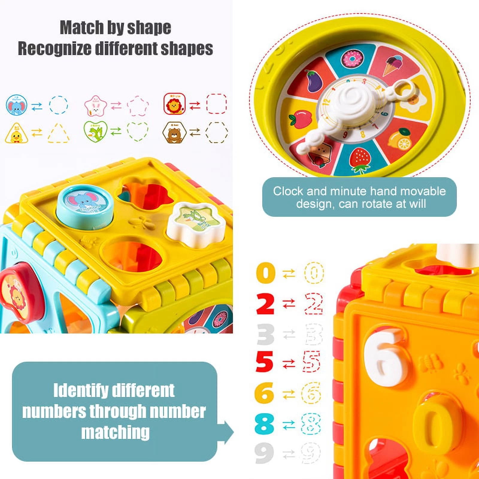 6-In-1 Activity Cube for Toddlers Baby Educational Musical Toy for Kids - Early Development Learning Toys with 6 Different Activities - Best Gift for Children 1 2 3 Years Old