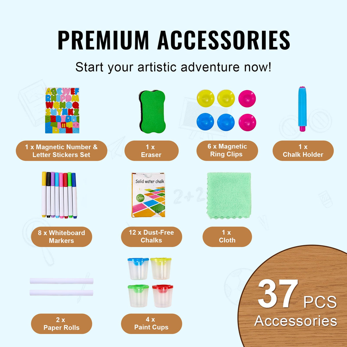 3-in-1 Kids Wooden Art Easel