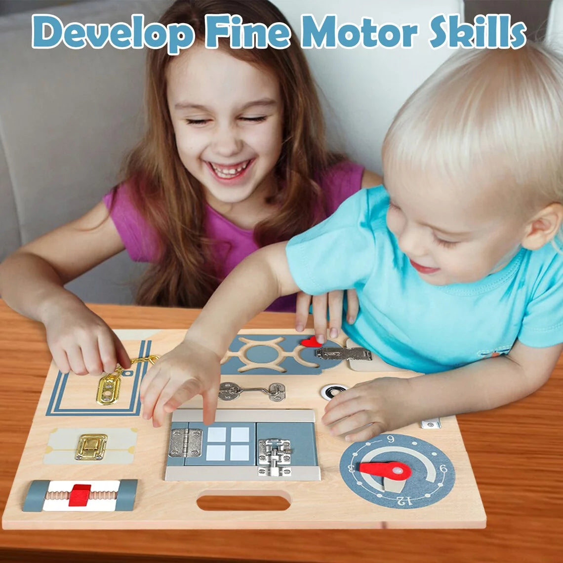 Montessori Activities Busy Board of All Kinds of Fidgets, Sensory Board for Babies and Toddlers, Life Skill Ability & Concentration