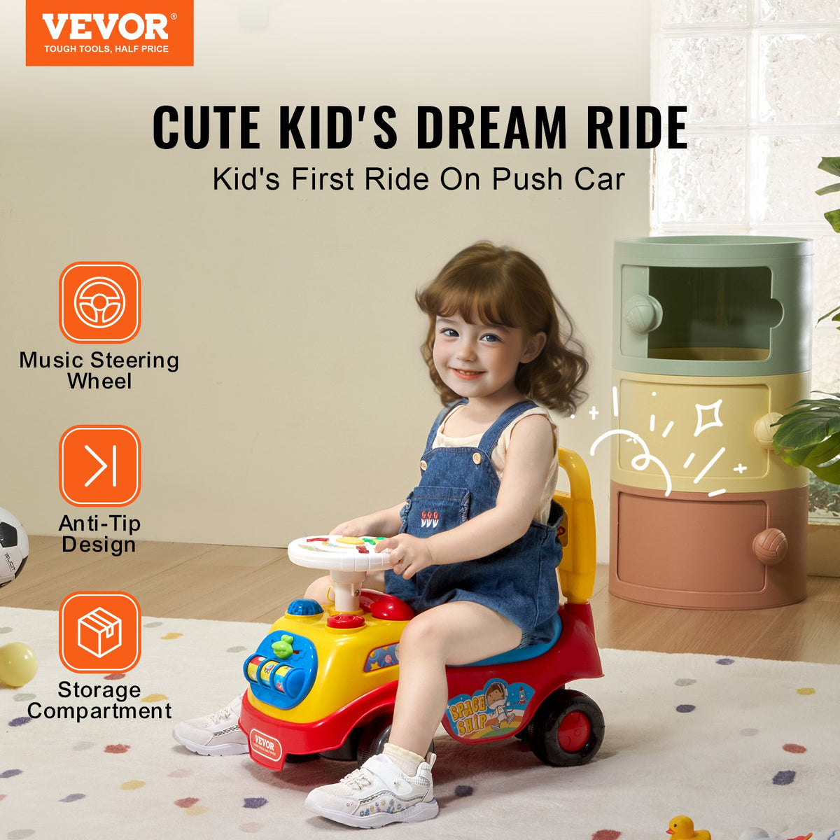 3-in-1 Sit-to-Stand Ride-On Push Car for Toddlers