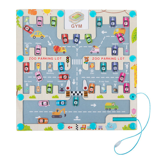 Wooden Magnetic Maze & Learning Boards for Kids Word Spelling & Parking Board