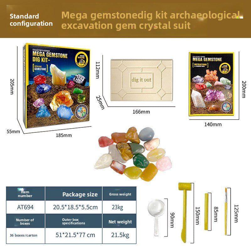 Archaeology Dig Kit for Kids – Gems, Crystals and Fossils