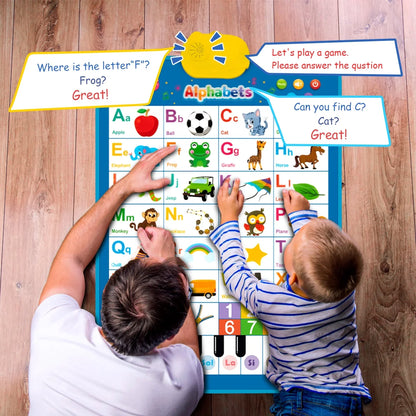 Electronic Alphabet Wall Chart, Toddler Learning Toys, Educational Toys ABC&123 Preschool Poster, Alphabet Baby Learning Toys, Toys for Ages 2-6, Blue
