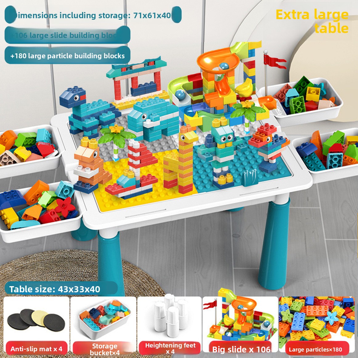 Large Building Block Table for Kids