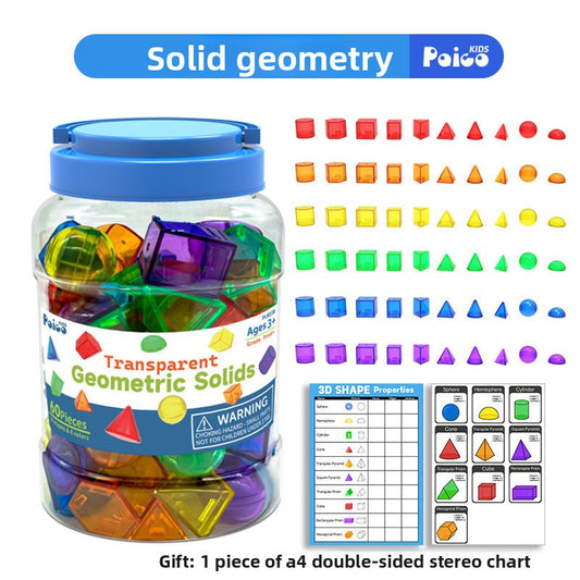 Early Learning Manipulatives and Math Sets Transparent 3D Shapes 60Pcs ShapeChart