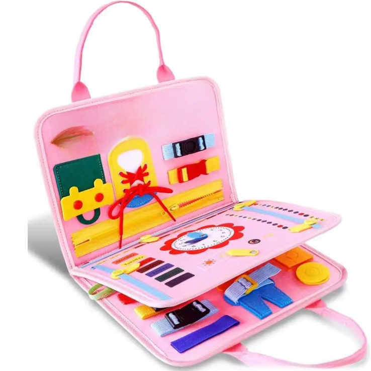 Montessori Felt Dressing Board – Pink or Blue
