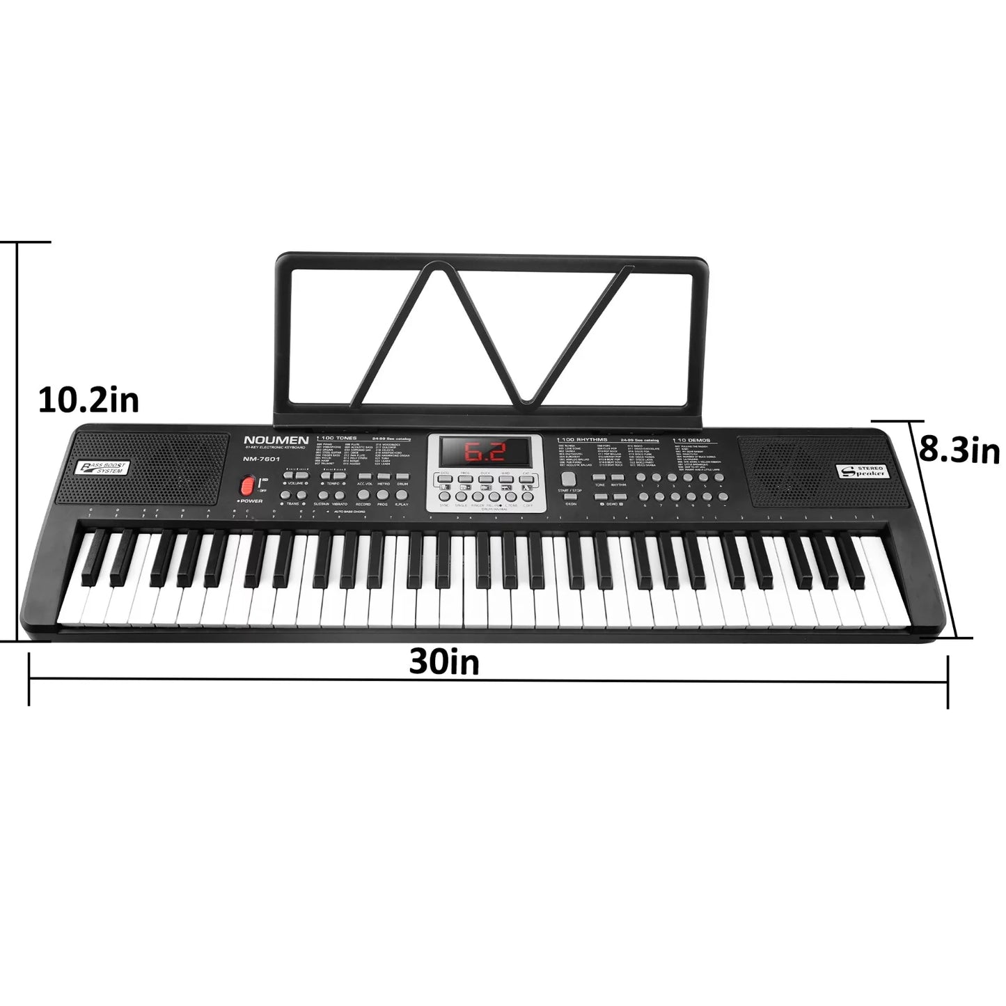 Piano Keyboard for Kids 61 Key Electric Organ with Music Stand and Microphone, Black