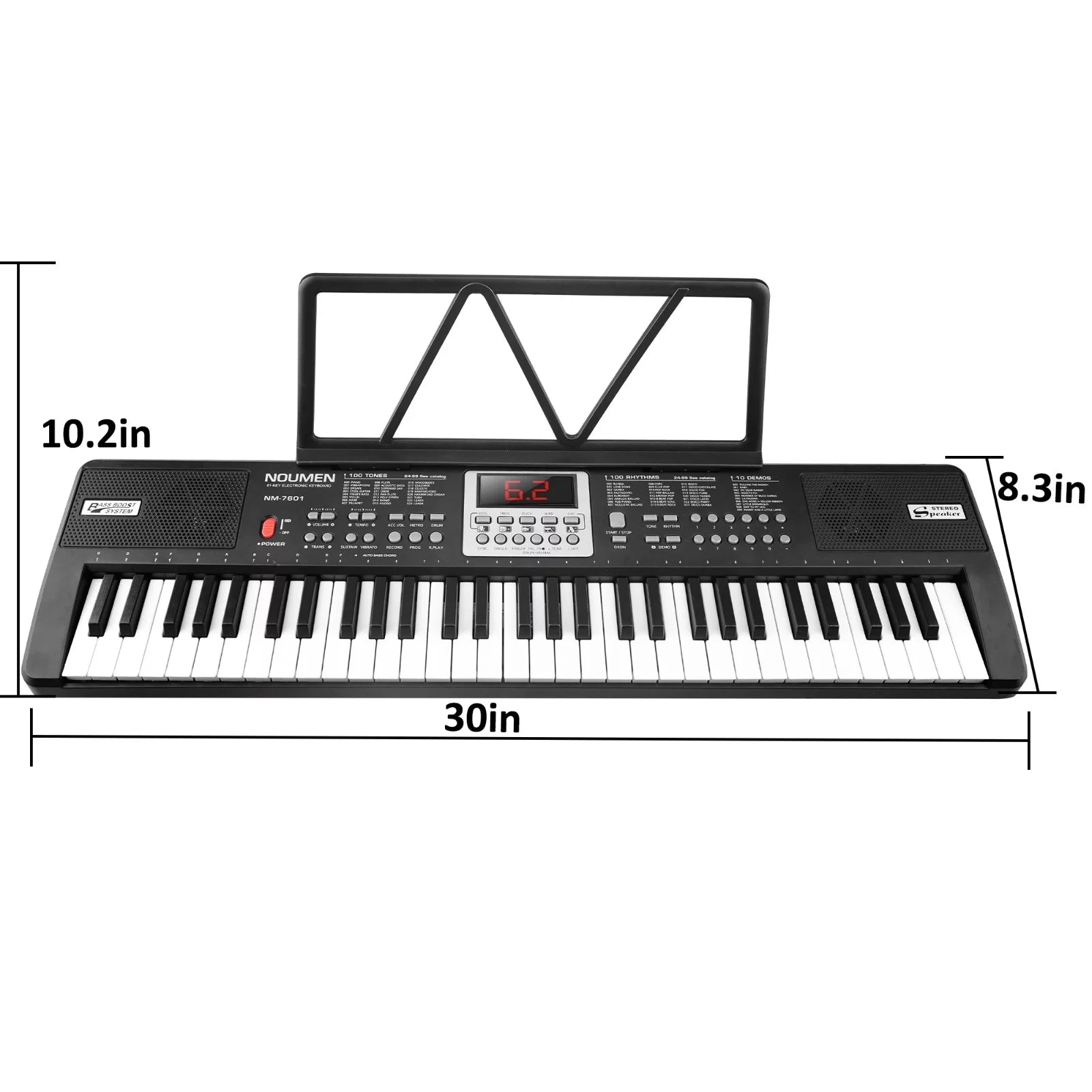 Piano Keyboard for Kids 61 Key Electric Organ with Music Stand and Microphone, Black