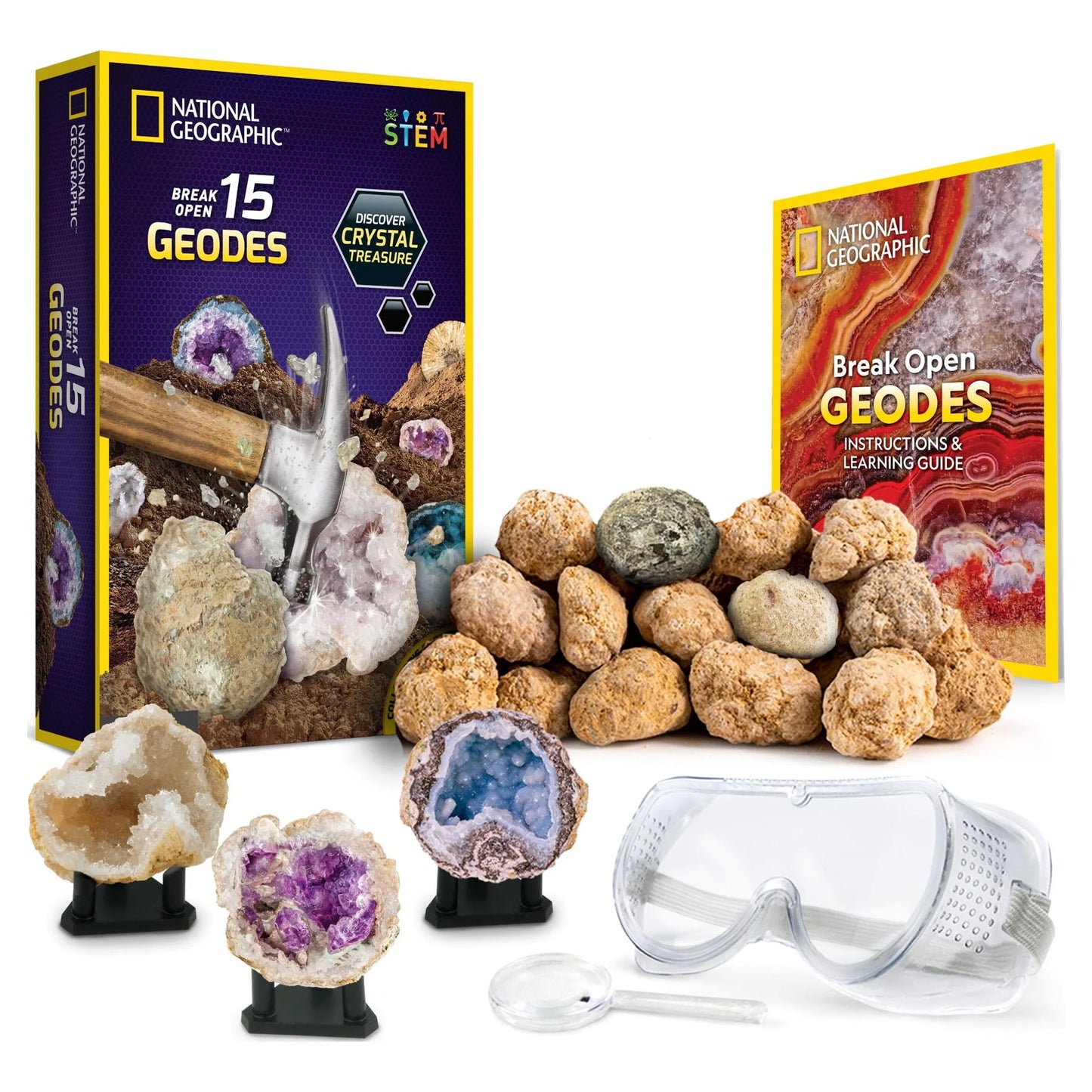 15 Premium Geodes STEM Geology Science Kit for Kids and Adults