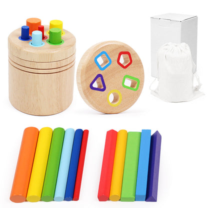 Wooden Color and Shape Sorting Cup