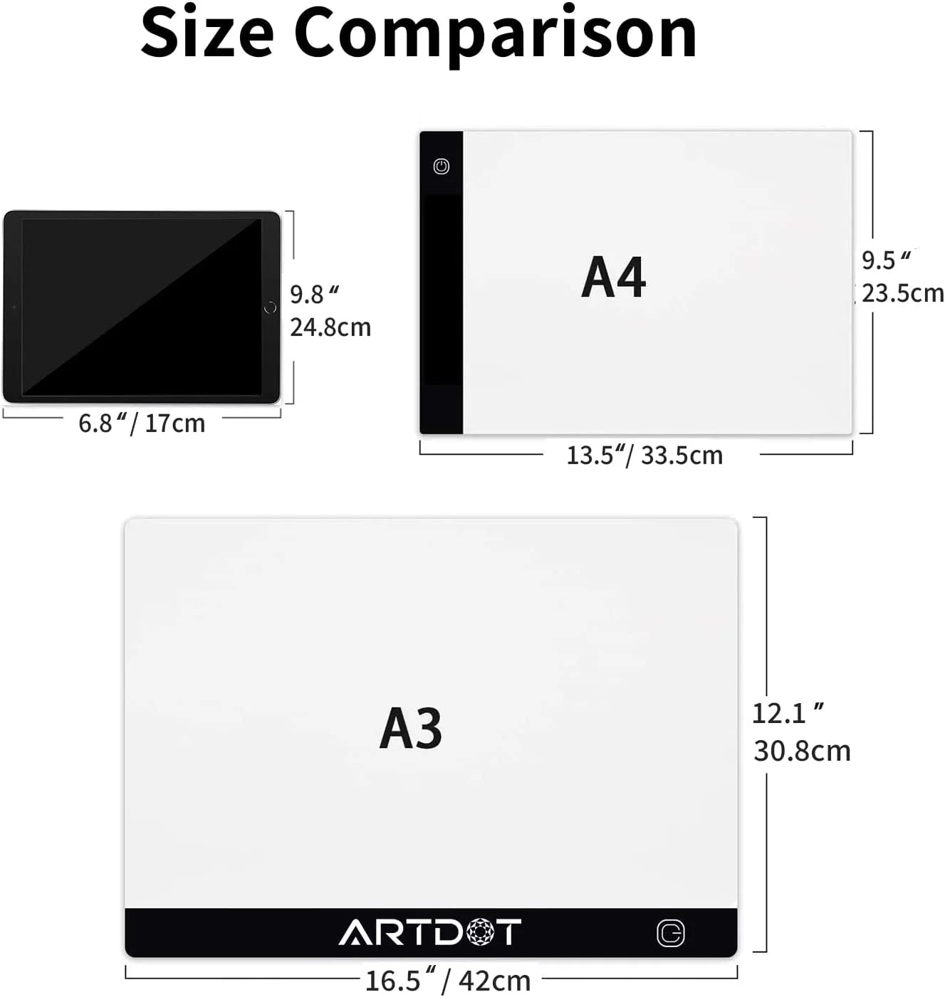 A3 LED Light Board for Diamond Painting Kits, USB Powered Light Pad, Adjustable Brightness with Diamond Painting Tools Detachable Stand and Clips