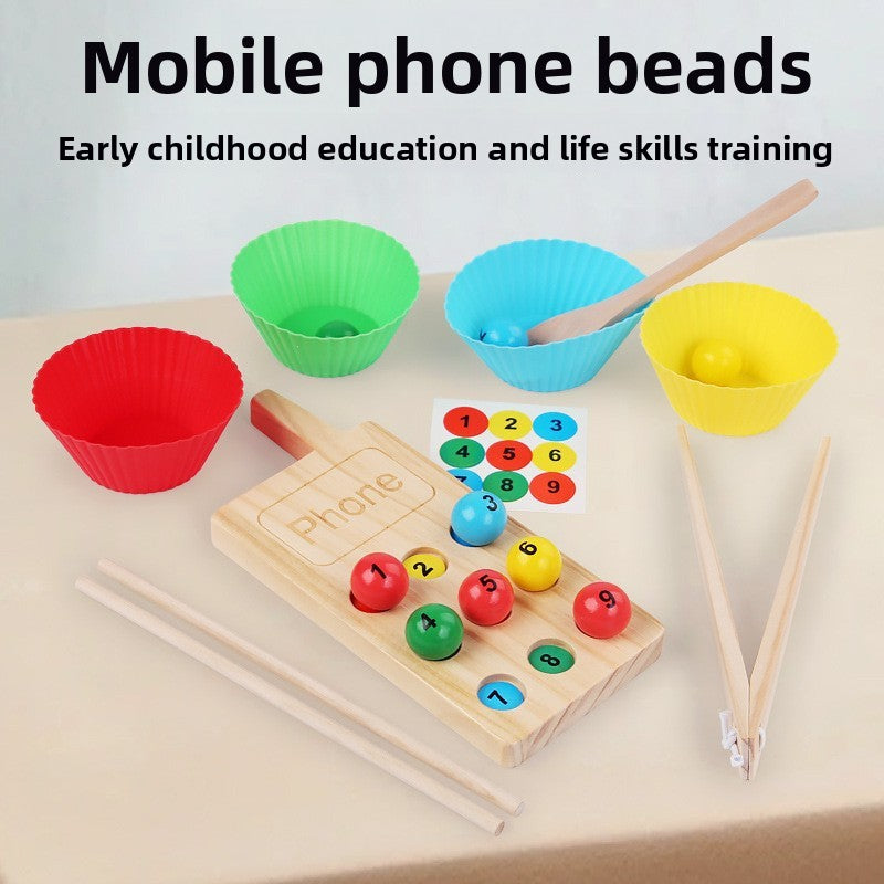 Wooden Bead Puzzle Toy for Kids DQ-Mobile Phone Clamp Beads