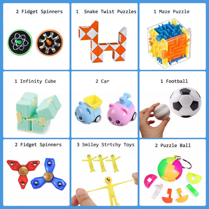 70 Piece Fidget Toys Pack Party Favors Gifts for Kids Adults, Fidget Cube,Magic Cube,Bike Chain,Fidget Bracelet,Squeeze Grape Ball,And More Anti-Stress Toys