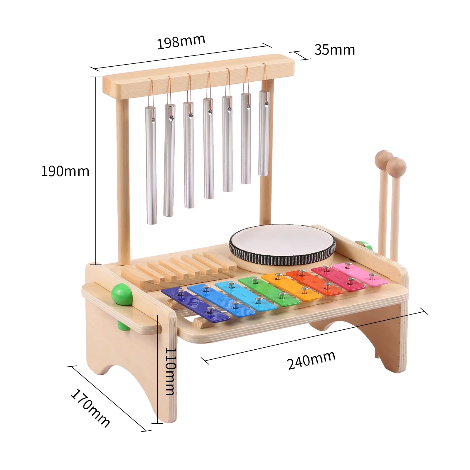 Toddler Drum Set, Montessori Musical Toys for Toddlers, 6 in 1 Wooden Percussion Musical Instruments Toys Birthday Gifts for Kids Boys Girls