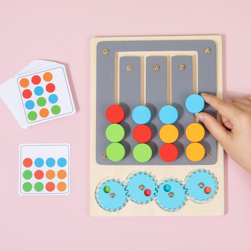 Wooden Rotating Four-Color Matching Puzzle