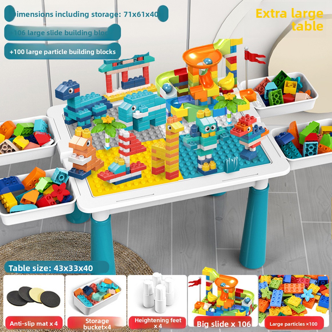 Large Building Block Table for Kids
