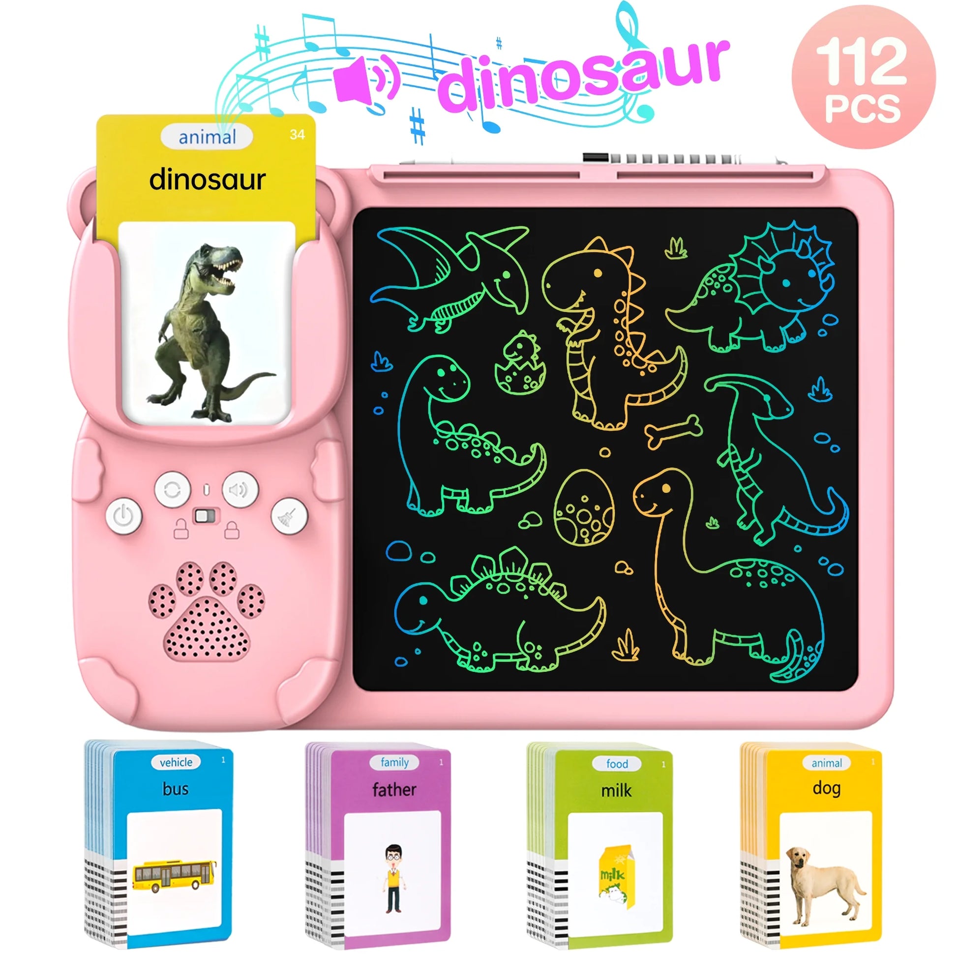 Talking Flash Cards with LCD Writing Drawing Tablet, 224 Sight Words Educational Montessori Learning Toy for 3 4 5 6 7 Year Olds Kids Boys Girls, Autism Speech Therapy Gift for Autistic Children