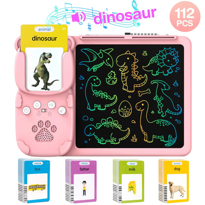 Talking Flash Cards with LCD Writing Drawing Tablet, 224 Sight Words Educational Montessori Learning Toy for 3 4 5 6 7 Year Olds Kids Boys Girls, Autism Speech Therapy Gift for Autistic Children