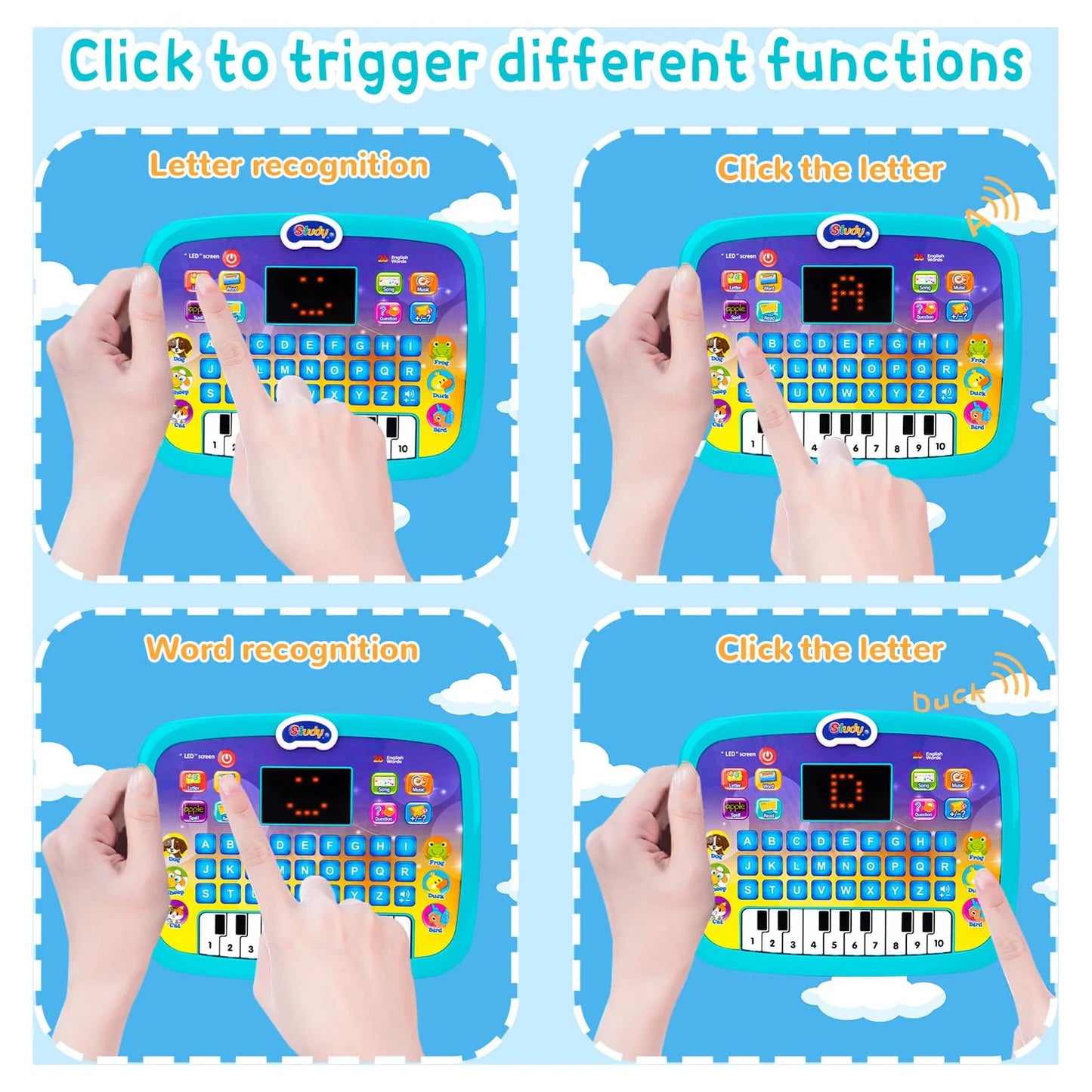 Tablet Toy for 1 2 3 Year Od Toddlers,Educational Toys for Boy Girls Age 2-9 Year Old Electric Learning Toys with Light and Music Interactive Toy for 1-4 Toddlers Numbers Alphabet Toy