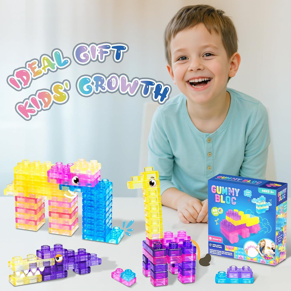 Squishy Jelly Building Blocks 40-Piece Set