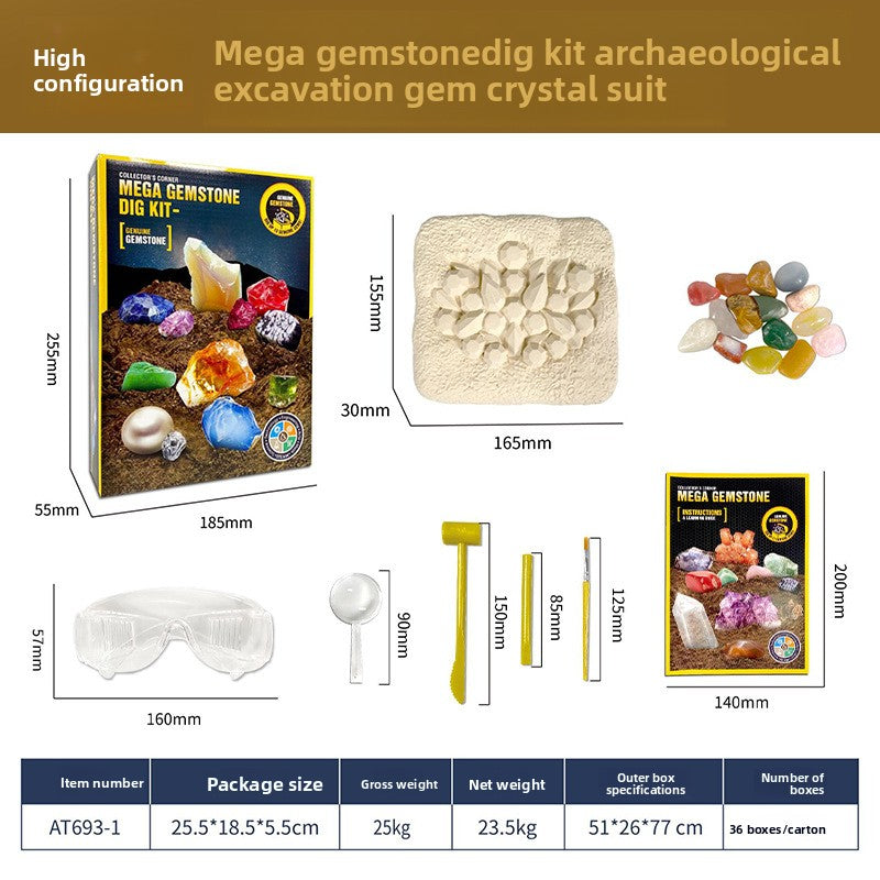 Archaeology Dig Kit for Kids – Gems, Crystals and Fossils