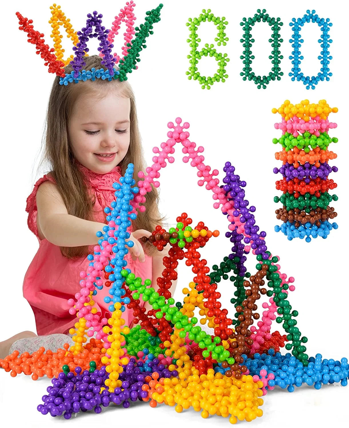 600 Pieces Building Blocks Kids STEM Toys Educational Building Toys Interlocking Solid Plastic Preschool Building Sets Solid Plastic Discs Sets Creativity Toys for Boys and Girls Aged 3+