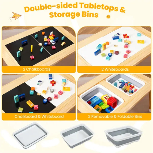 3-in-1 Kids Activity Table with Storage Bins