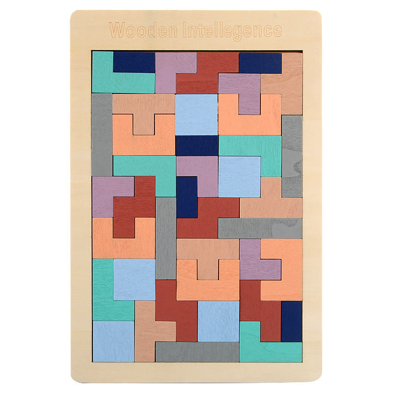 Wooden Tetris Puzzle Blocks for Kids