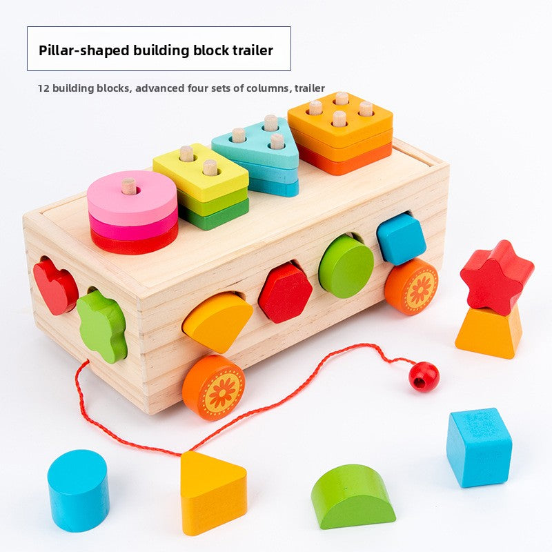 Montessori Shape Sorting Trailer Toy for Kids