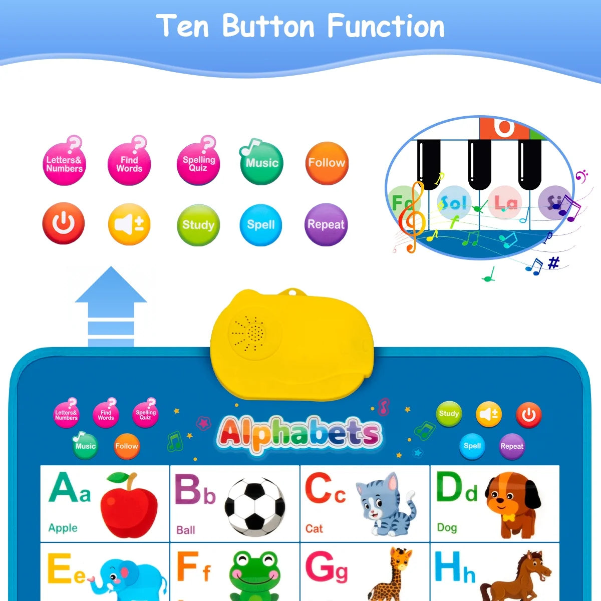 Electronic Alphabet Wall Chart, Toddler Learning Toys, Educational Toys ABC&123 Preschool Poster, Alphabet Baby Learning Toys, Toys for Ages 2-6, Blue