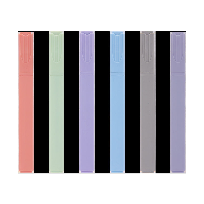 6-Color Square-Barrel Highlighter Pen Set for Students